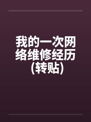我的一次网络维修经历 (转贴)封面